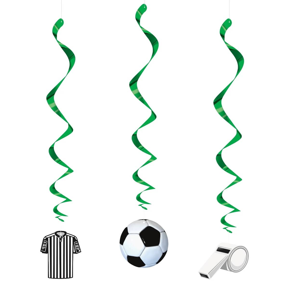 Soccer Ball Hanging Swirl Decorations 66CM (26") 3pk - NextParty