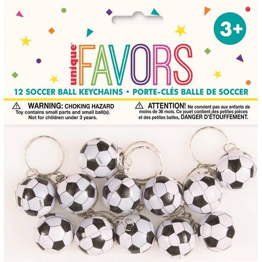 Soccer Ball Keyrings 12pk Party Favours - NextParty