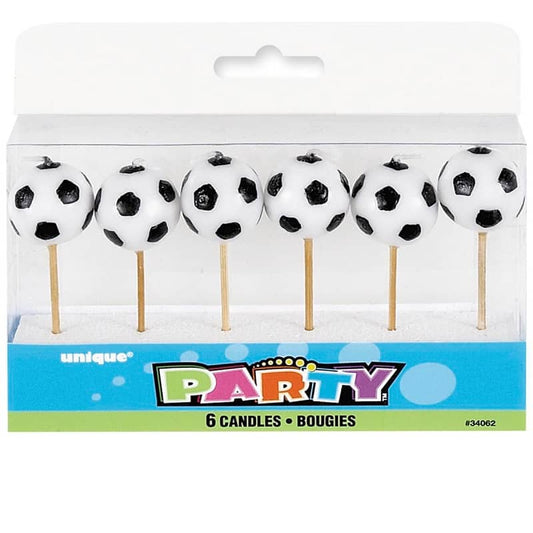 Soccer Ball Pick Candles 6pk - NextParty