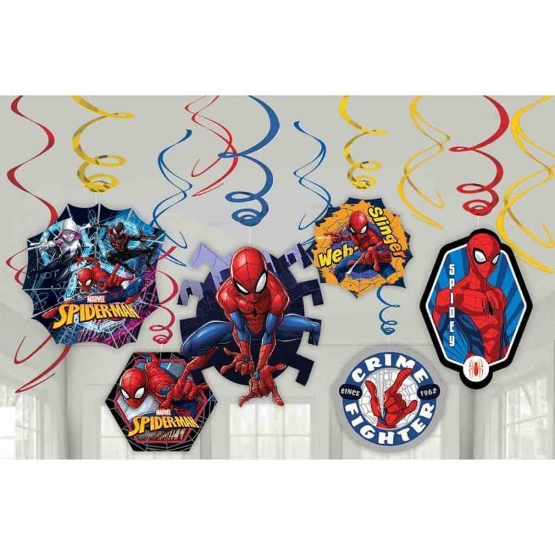 Spider - Man Hanging Swirl Decorations Pack 12pk - NextParty