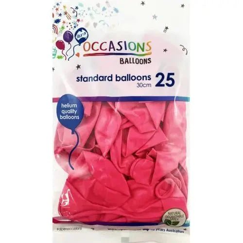 Standard Fuchsia Hot Pink Latex Balloons 30cm (12") 25pk - NextParty