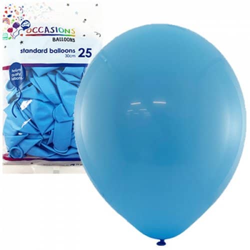 Standard Light Blue Latex Balloons 30cm (12") 25pk - NextParty