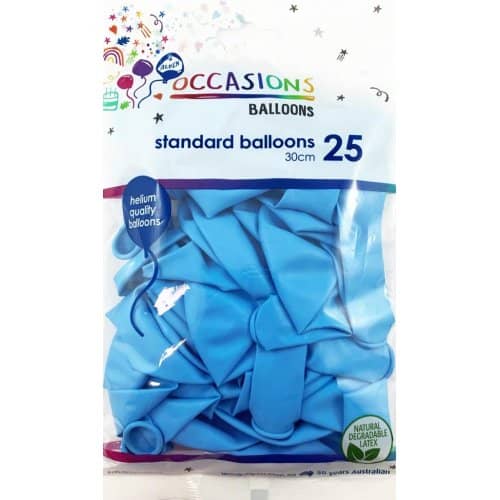 Standard Light Blue Latex Balloons 30cm (12") 25pk - NextParty