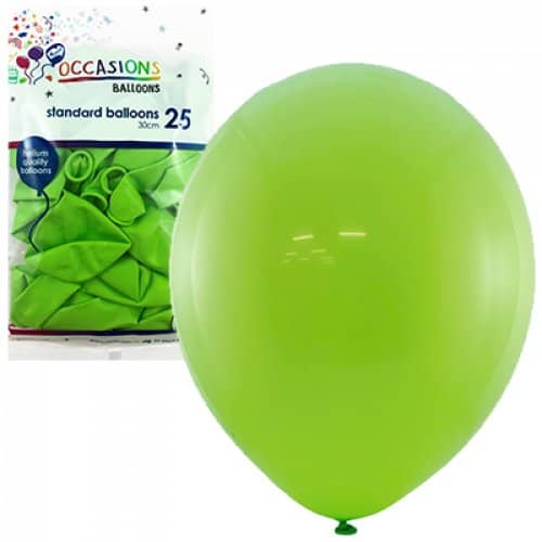 Standard Lime Green Latex Balloons 30cm (12") 25pk - NextParty