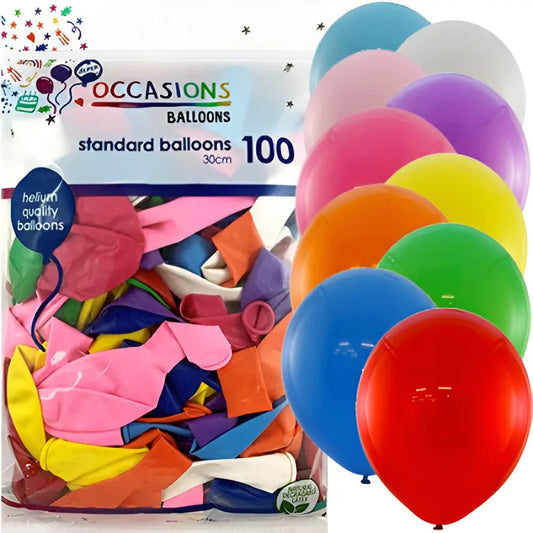 Standard Multi - colour Latex Balloons 30cm (12") 100pk - NextParty