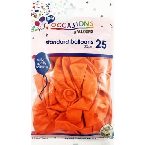 Standard Orange Latex Balloons 30cm (12") 25pk - NextParty