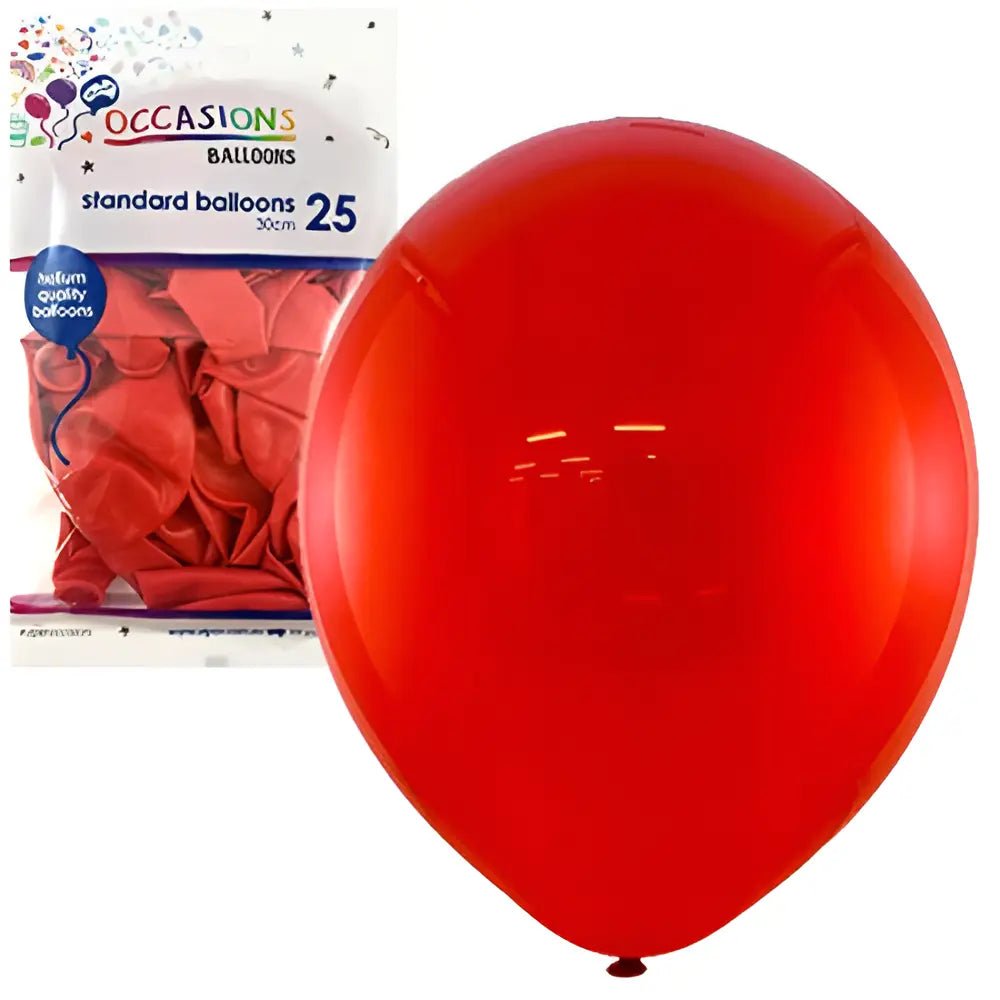 Standard Red Latex Balloons 30cm (12") 25pk - NextParty