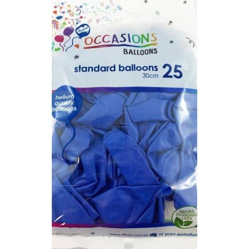 Standard Royal Blue Latex Balloons 30cm (12") 25pk - NextParty