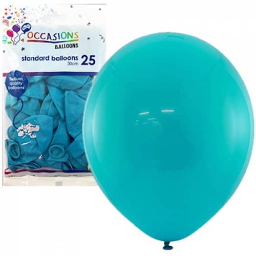 Standard Teal Latex Balloons 30cm (12") 25pk - NextParty