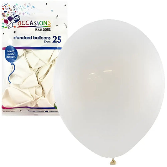 Standard White Latex Balloons 30cm (12") 25pk - NextParty