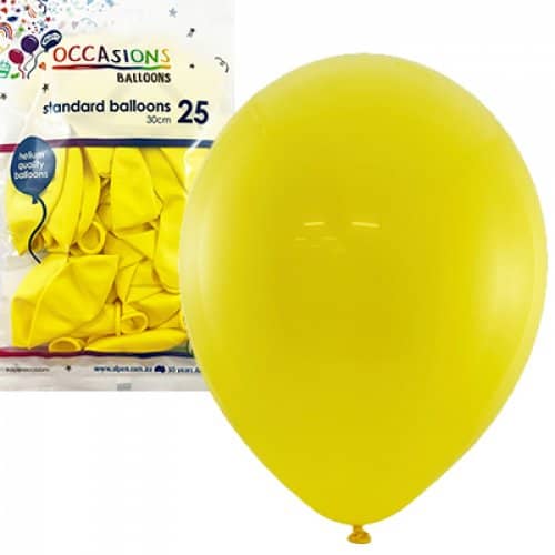 Standard Yellow Latex Balloons 30cm (12") 25pk - NextParty