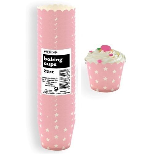 Star Lovely Pink Paper Baking Cups 25pk - NextParty