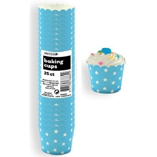 Star Powder Blue Paper Baking Cups 25pk - NextParty