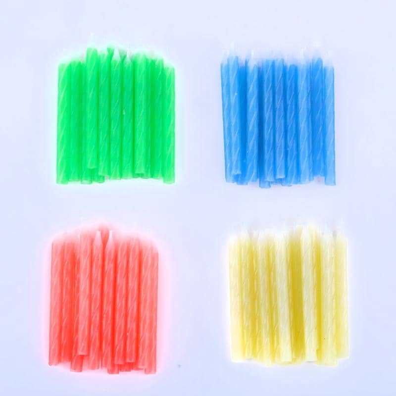 Stripe Candles 6cm 60pk Assorted Colours - NextParty