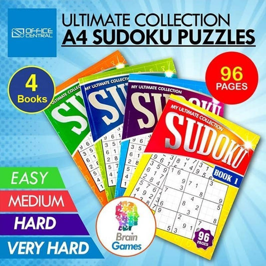 Sudoku Puzzle Books 4pk A4 Party Game - NextParty