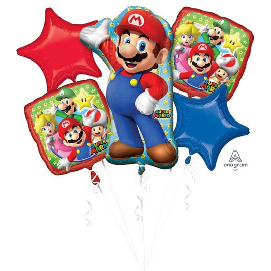 Super Mario Bros. Foil Balloon Bouquet 5pk - NextParty