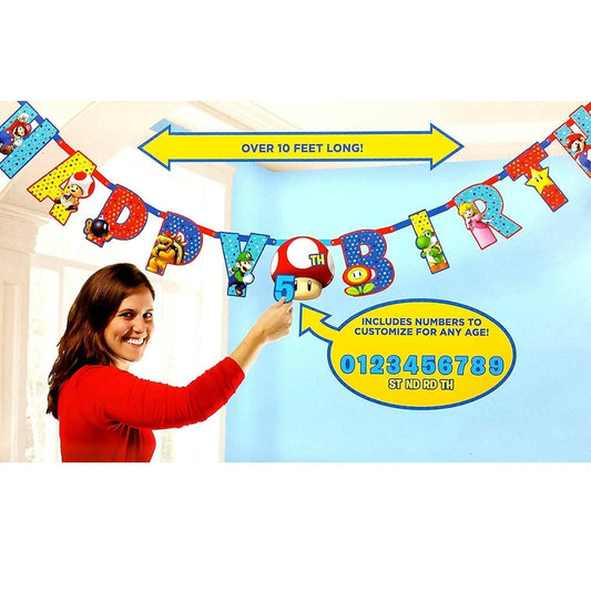 Super Mario Bros. Jumbo Add An Age Letter Banner 3.2M - NextParty