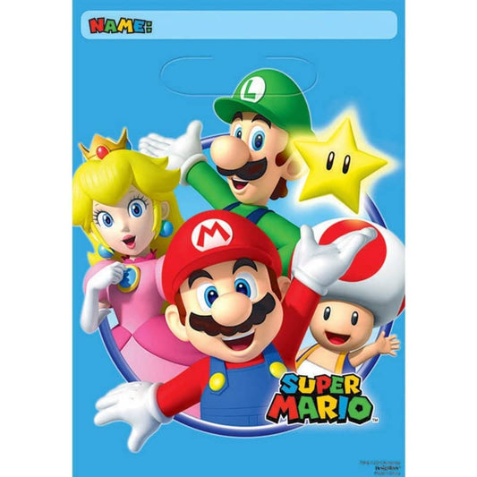 Super Mario Bros. Plastic Party Bags 8pk - NextParty