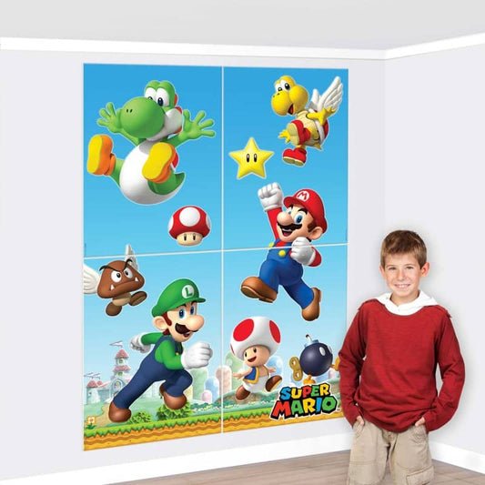 Super Mario Bros. Scene Setter Backdrop Wall Decorating Kit - NextParty