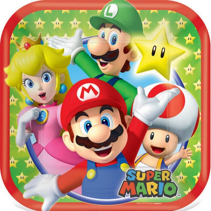 Super Mario Bros. Small Square Paper Plates 17cm (7") 8pk - NextParty