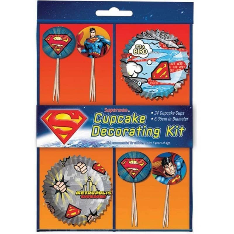 Superman Cupcake Decorations Kit 24pk - NextParty