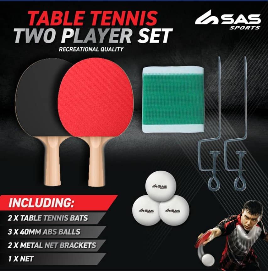 Table Tennis Set (2 Bats 3 Balls 2 Metal Racks 1 Net) - NextParty