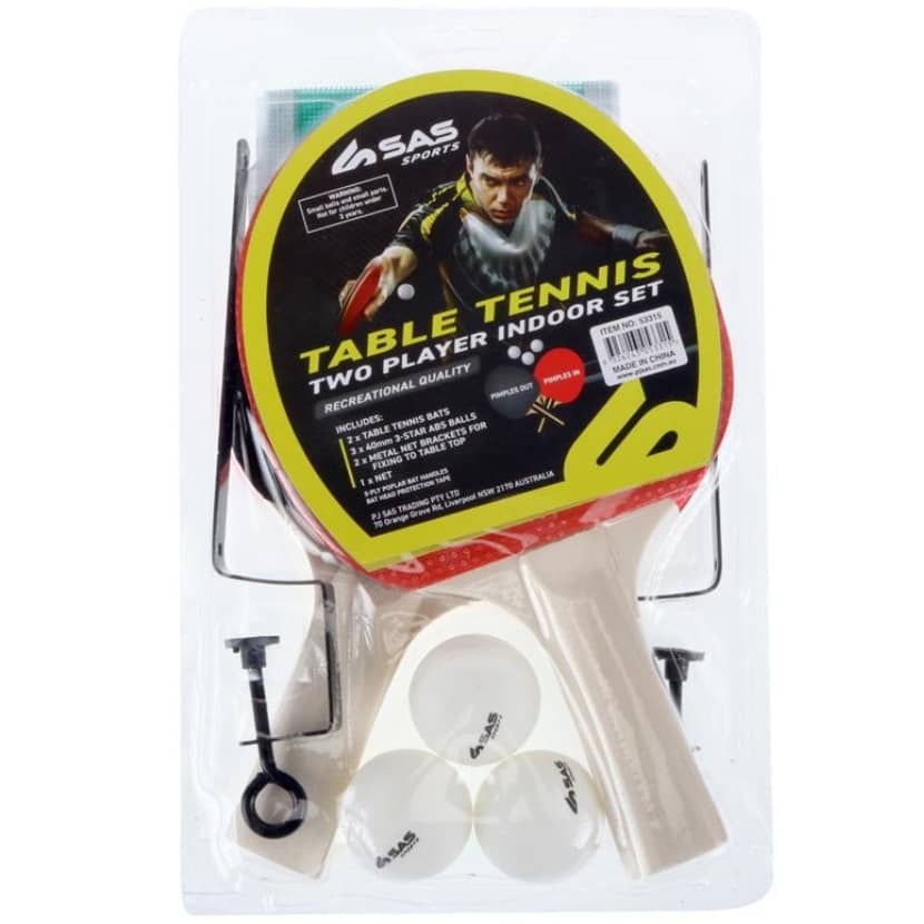 Table Tennis Set (2 Bats 3 Balls 2 Metal Racks 1 Net) - NextParty