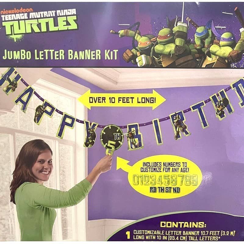 Teenage Mutant Ninja Turtles TMNT Personalised Jumbo Banner Add - An - Age Banner Kit - NextParty