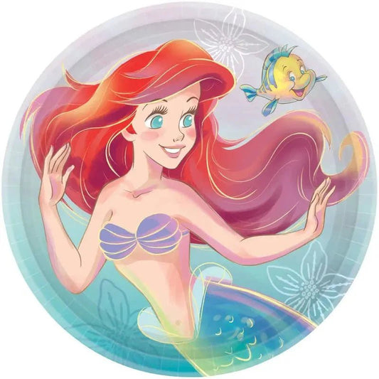 The Little Mermaid Large Paper Plates 23cm (9") 8pk - NextParty