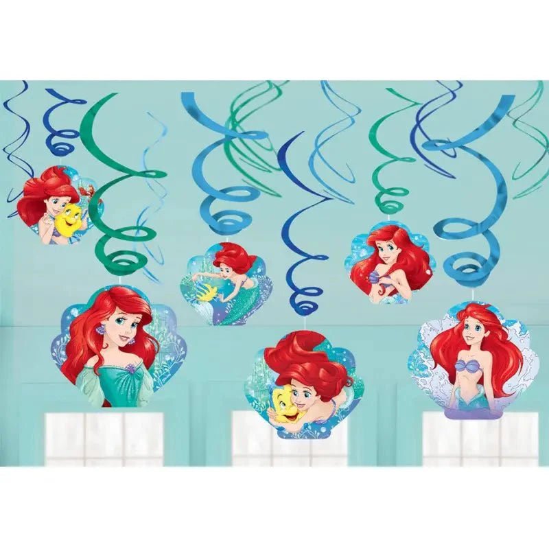 The Little Mermaid Spiral Swirl Hanging Decorations 12pk - NextParty