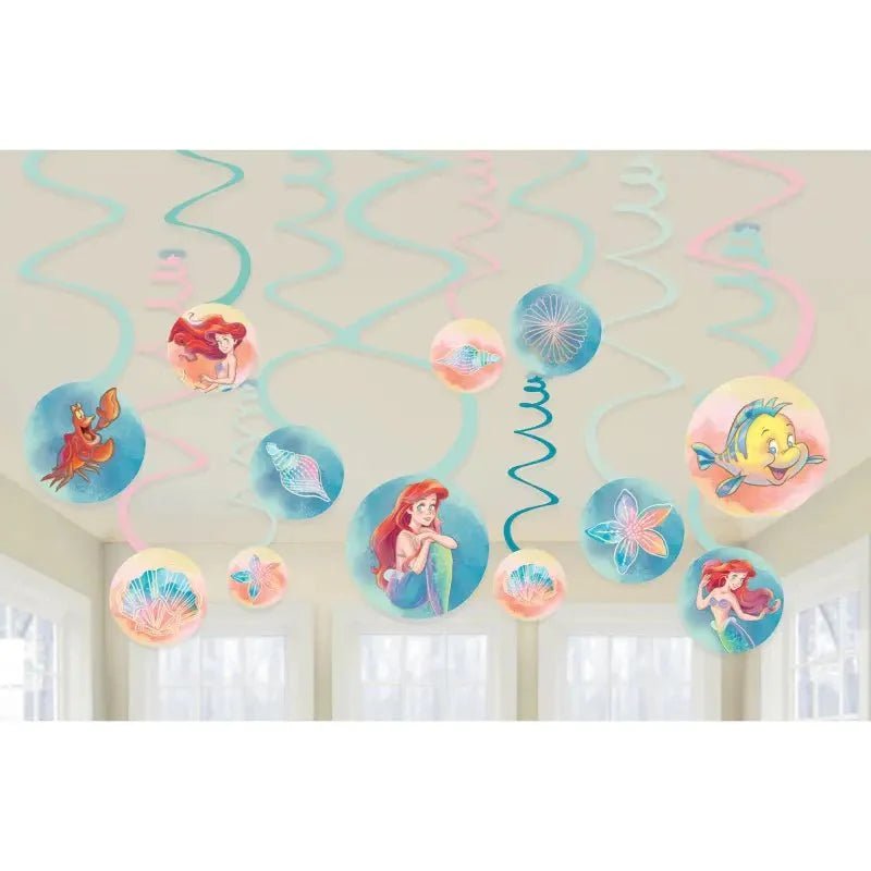 The Little Mermaid Spiral Swirl Hanging Decorations 12pk - NextParty