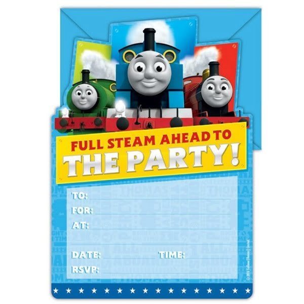 Thomas The Tank Engine Party Invitations 16pk with envelopes - NextParty