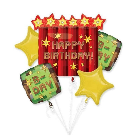 TNT Minecraft Style Foil Bouquet Balloons 5pk - NextParty