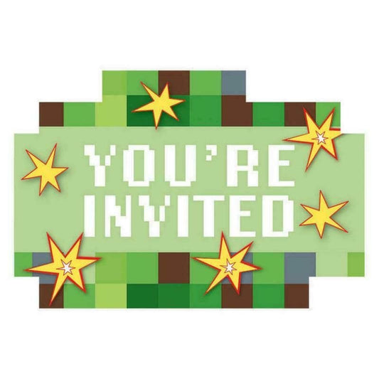 TNT Minecraft Style Party Invitations 8pk - NextParty