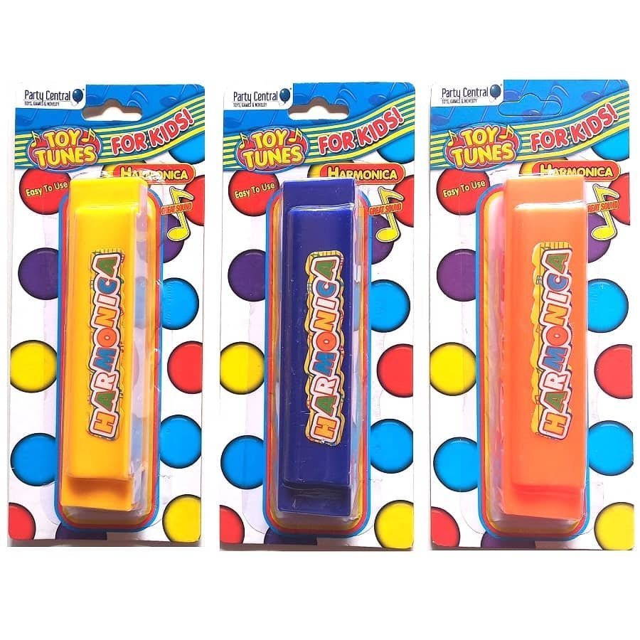 Toy Harmonicas 3pk Yellow Blue Orange - NextParty