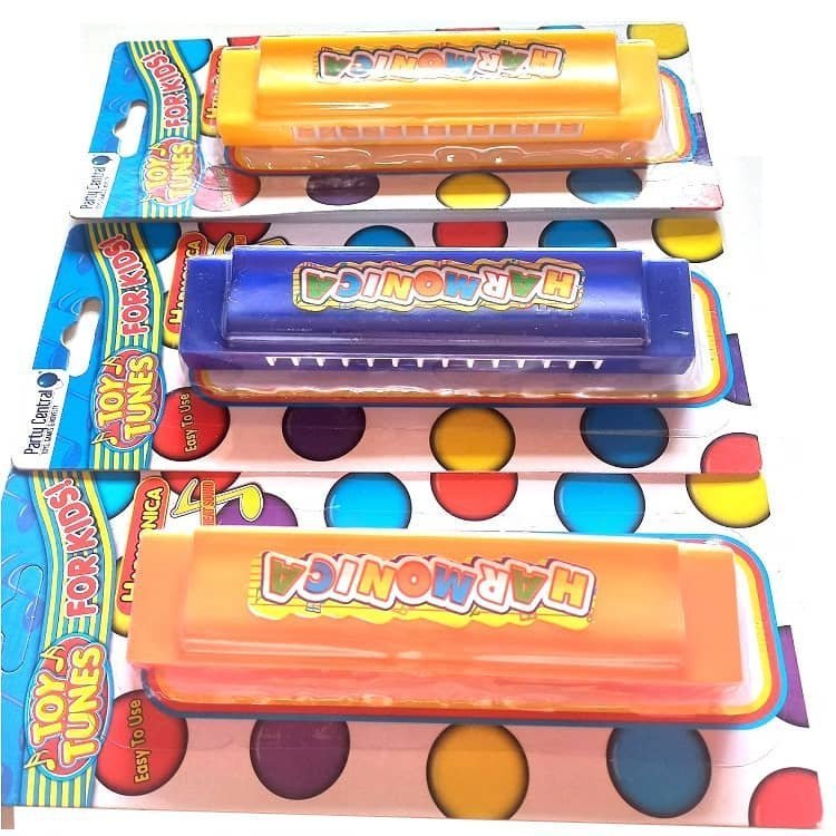 Toy Harmonicas 3pk Yellow Blue Orange - NextParty