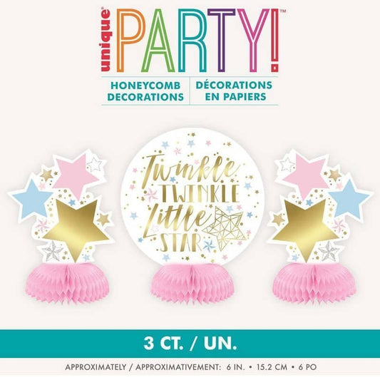 Twinkle Little Star 4 Mini Honeycomb Table Decorations - NextParty