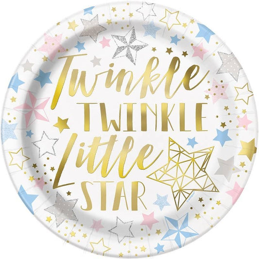 Twinkle Little Star Large Paper Plates 23CM (9") 8pk - NextParty