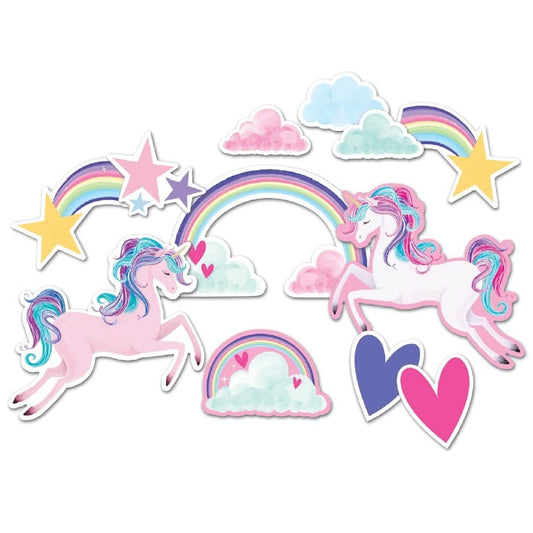 Unicorn And Rainbow Wall Decorations 12pk - NextParty