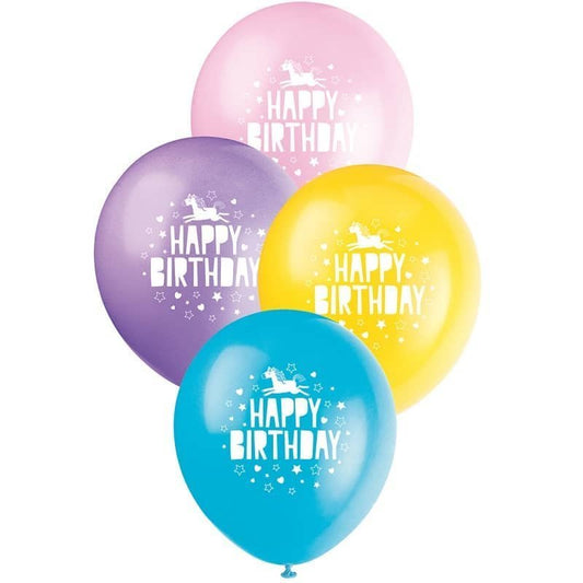 Unicorn Assorted Colours Latex Balloons 30CM (12") 8pk - NextParty