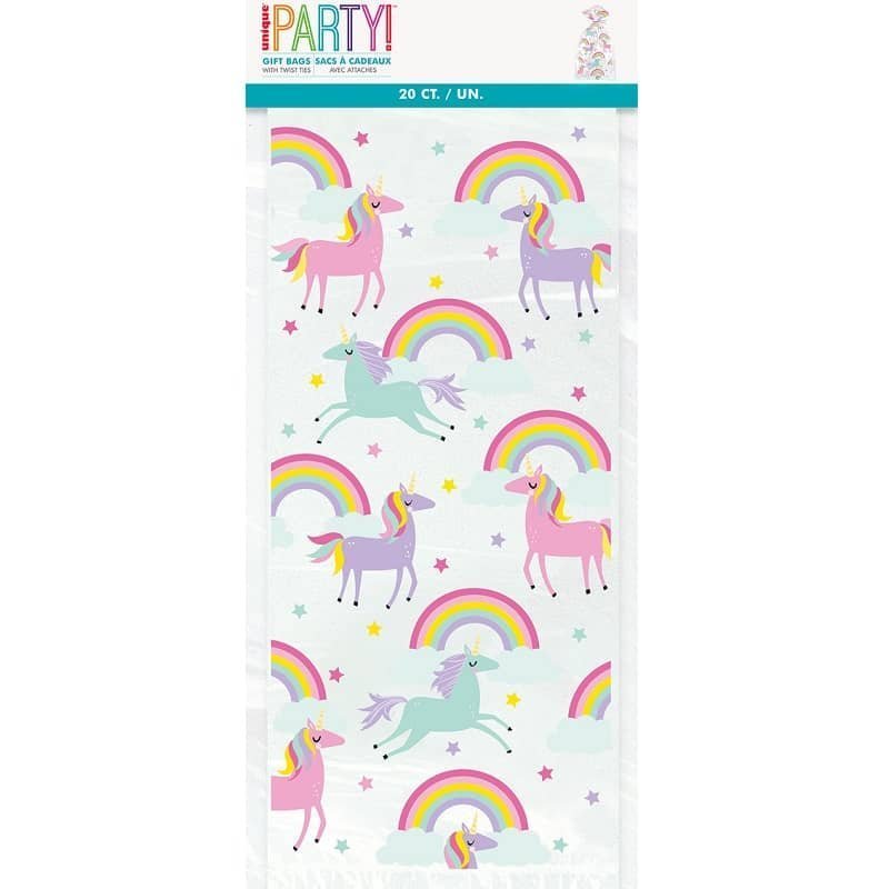 Unicorn Cello Bags 20pk 28cm x 13cm (11" x 5") - NextParty