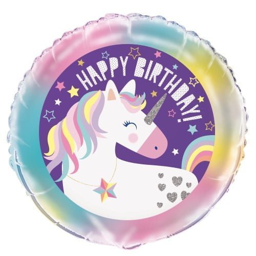 Unicorn Happy Birthday Foil Balloon 45cm (18") - NextParty