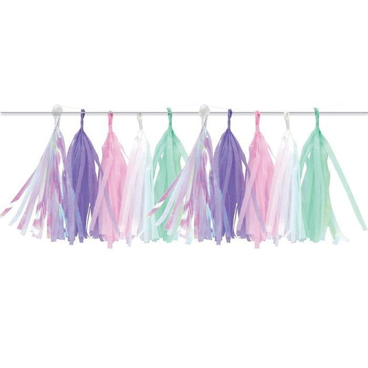 Unicorn Mermaid Iridescent Tassel Garland Hanging Decorations - NextParty