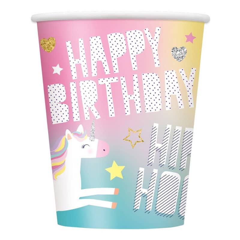 Unicorn Paper Cups 8pk Party Tableware - NextParty