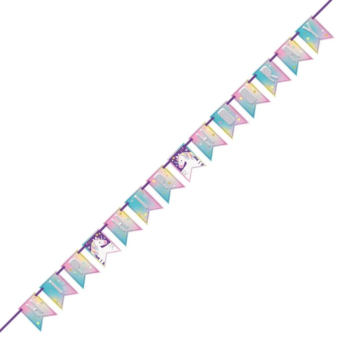 Unicorn Party Block Bunting Flag Banner 2.13m (7') - NextParty