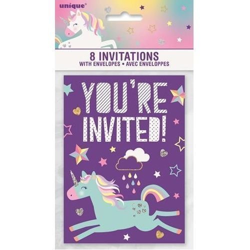 Unicorn Party Invitations 8pk With Envelopes - NextParty