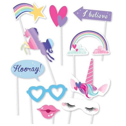 Unicorn Photo Props 10pk - NextParty