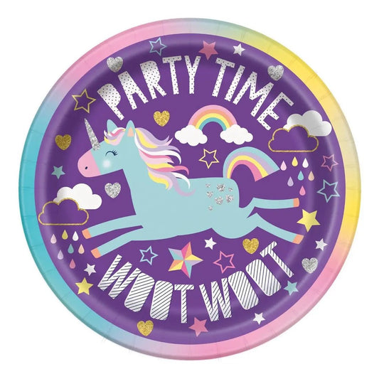 Unicorn Small Paper Plates 18cm (7") 8pk - NextParty