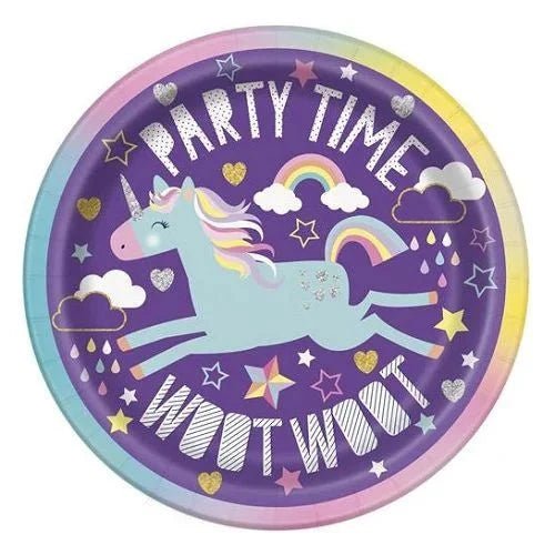 Unicorn Small Paper Plates 18CM (7") 8pk - NextParty