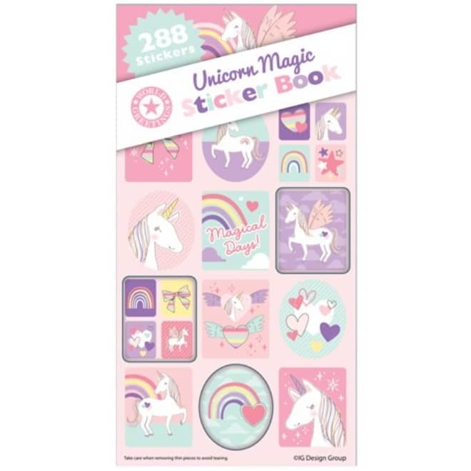 Unicorns Sticker Book 288pk (12 Sheets) Party Favour - NextParty